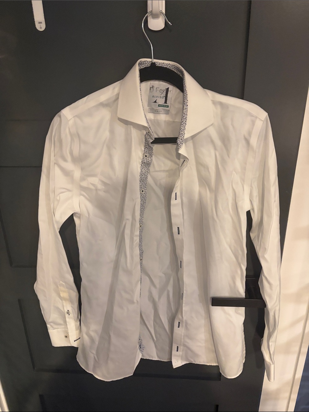 Men’s White Dress Shirt with Contrast Trim by